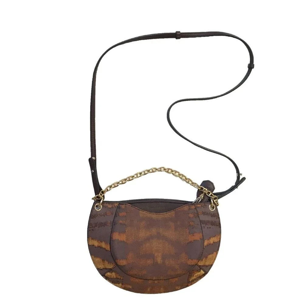 Ulla Johnson Mira Crossbody Shoulder Bag Purse Womens Brown Tiger Eye Leather